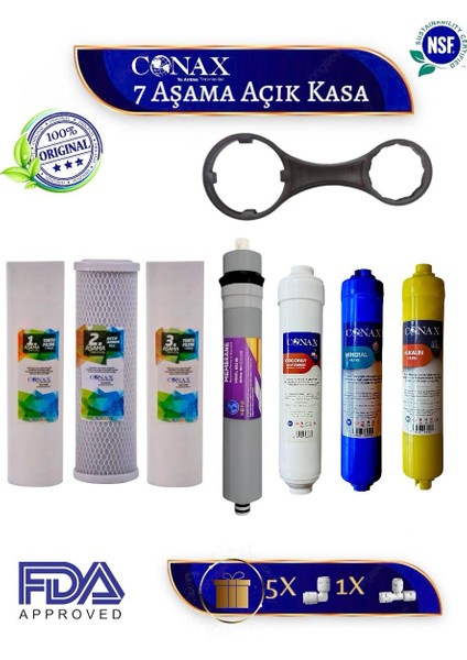 Tüm Açık Kasalar Için Filtre Seti (Orjinal Yeni Seri) 7 Aşamalı, Nsf Onaylı