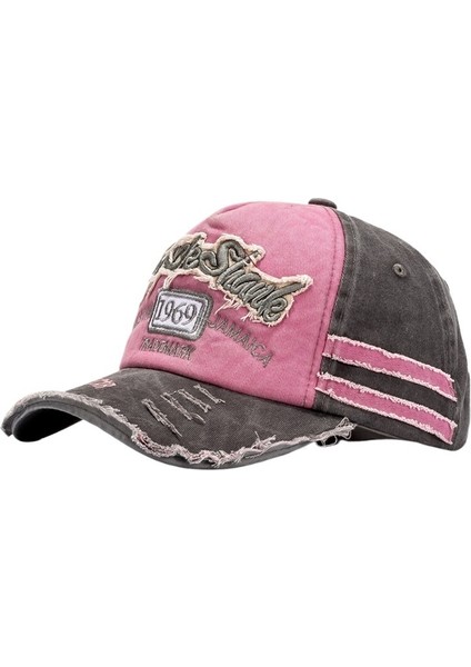 Yeni Stil Beyzbol Şapkası Yumuşak Üst Kadın Büyük Baş Çevresi Yıkanmış Pamuk Üç Boyutlu Nakış Ördek Gagası Şapka Kavisli Siperlik Yüz Örtüsü Güneş Şapkası (Yurt Dışından)