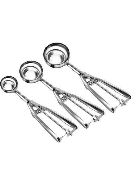 Fırınlama Için 3&#39;lü Çok Büyüklükte Tetikleyici Paslanmaz Çelik Kurabiye Kepçeleri ile Dondurma Kepçe Seti (Yurt Dışından)