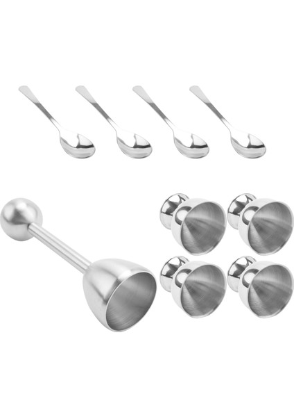Paslanmaz Çelik Yumurta Kraker Topper Seti, Sert Haşlanmış Yumurta Ayırıcı Tutucu, 4 Kaşık, 4 Su Bardağı, 1 Kabuk Sökücü Üst Kesici (Yurt Dışından) modelleri