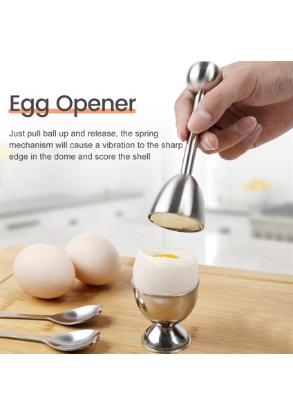 Paslanmaz Çelik Yumurta Kraker Topper Seti, Sert Haşlanmış Yumurta Ayırıcı Tutucu, 4 Kaşık, 4 Su Bardağı, 1 Kabuk Sökücü Üst Kesici (Yurt Dışından) indirimleri