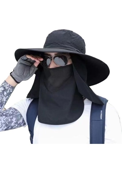 Şapka Güneş Siperliği Erkek Güneş Şapkası Balıkçı Şapkası Balıkçı Şapkası Tam Güneş Koruması Su Geçirmez Yüz Örtüsü Yaz Güneş Şapkası Dağcılık Şapkası (Yurt Dışından)