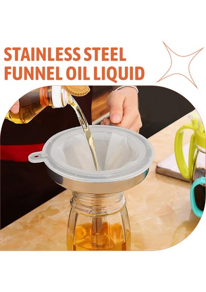 5.1 Inç 304 Paslanmaz Çelik Mutfak Hunisi, Sıvı Aktarmak Için 200 Örgü Gıda Filtresi Süzgeç, Yağ, Reçel Yapmak (Yurt Dışından) fırsatları