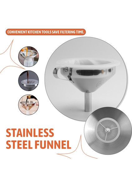 5.1 Inç 304 Paslanmaz Çelik Mutfak Hunisi, Sıvı Aktarmak Için 200 Örgü Gıda Filtresi Süzgeç, Yağ, Reçel Yapmak (Yurt Dışından) indirimleri