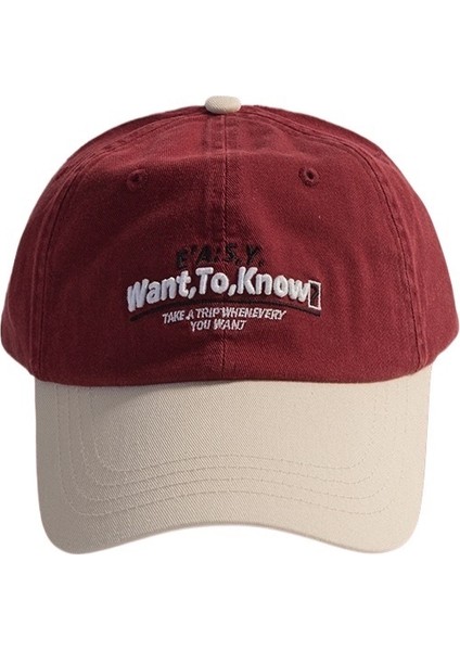 Kadınlar Için Amerikan Retro Renk Uyumlu Ins Harf Işlemeli Beyzbol Şapkası Bahar ve Yaz Çok Yönlü Yüz Küçük Yumuşak Üst Ördek Gagası Şapkası Ayarlanabilir (Yurt Dışından)