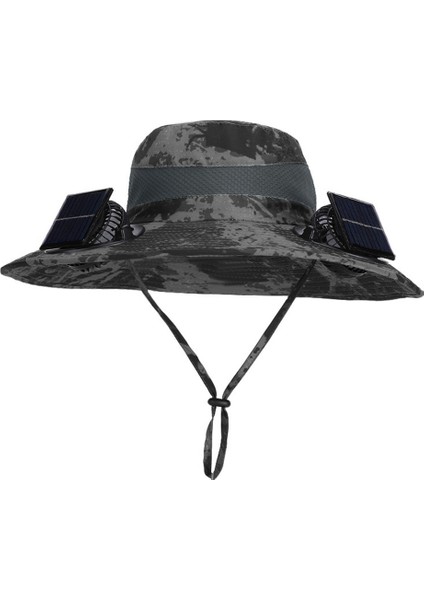 Erkekler Için Yaz Aylarında Açık Havada Dağcılık Balıkçılığı Güneş Şapkası, Geniş Siperlikli, Nefes Alabilen Balıkçı Şapkası ile Güneş Enerjili Çift Fanlı Şapka (Yurt Dışından)