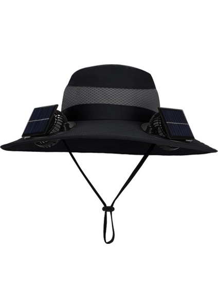 Erkekler Için Yaz Aylarında Açık Havada Dağcılık Balıkçılığı Güneş Şapkası, Geniş Siperlikli, Nefes Alabilen Balıkçı Şapkası ile Güneş Enerjili Çift Fanlı Şapka (Yurt Dışından)