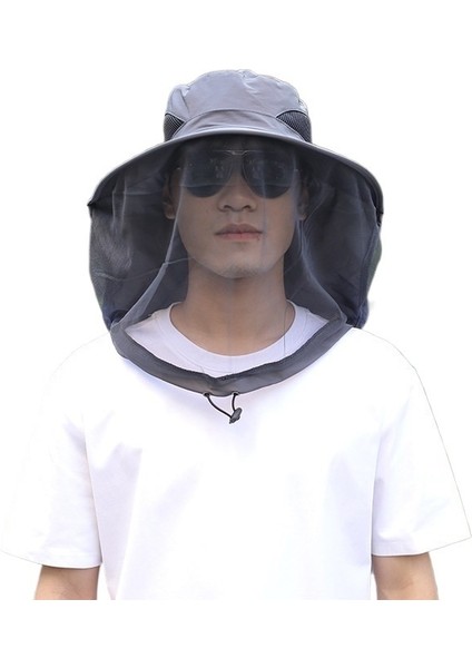 Erkekler ve Kadınlar Için Büyük Siperlikli Güneş Şapkası, Açık Hava Balıkçı Şapkası Ile Yazlık Koyu Gri Sivrisinek Kovucu Güneş Şapkası (Yurt Dışından)