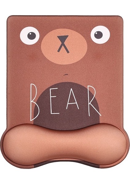 Kahverengi Mouse Pad Bilek Pedi Kızlar Sevimli Karikatür Mouse Pad Kaymaz Oyun Silikon Klavye El Desteği (Yurt Dışından)