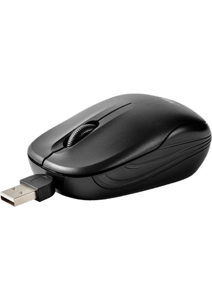 Mini Geri Çekilebilir Kablolu Fare USB Küçük Optik Fare Nötr Fare Kolay Taşınabilir Siyah Fare (Yurt Dışından)