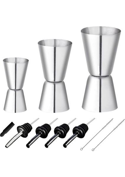 1 Set Kokteyl Ölçüm Kupaları Paslanmaz Çelik Çubuk Tedbir 3/4/5cl Iç Ölçeklendirme ile Küçük Jigger Çift Ölçüm Bardağı (Yurt Dışından)