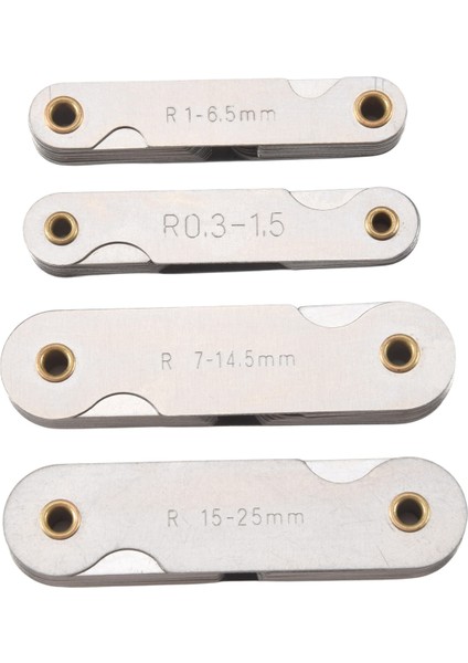 Radıus Gösterge Seti, 4pcs Paslanmaz Çelik Yarıçap Filetet Gösterge Ölçüm Aracı (R0.3-1.5/ R1-6.5/ R7-14.5/ R15-25) (Yurt Dışından)