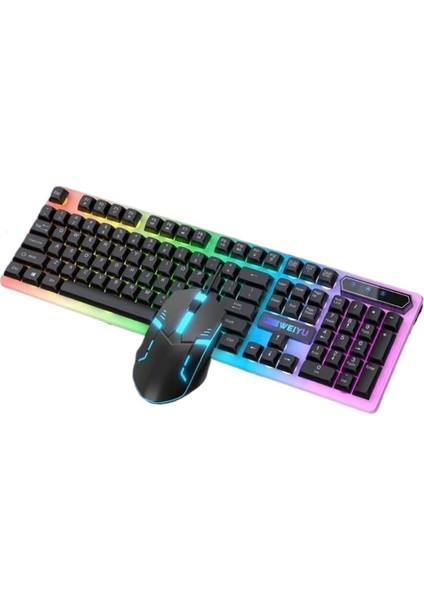 Klavye, Fare ve Fare Altlığı Üç Parçalı Set Mekanik Hissiyat Kablolu Klavye ve Fare Aydınlatmalı Set Oyun E-Spor Bilgisayar Çevre Birimleri Aksesuarları (Yurt Dışından)