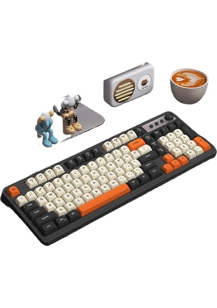 Klavye Üç Modlu Ofis Bluetooth Sessiz Yüksek Değerli Rgb Parlama Dizüstü Bilgisayar Mekanik Hisli Oyun Klavyesi (Yurt Dışından)