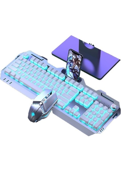 Sınır Ötesi Mekanik Çay Eksenli Klavye ve Fare Seti Dizüstü Bilgisayar Kablolu Klavye ve Fare E-Spor Oyun Klavyesi ve Fare Iki Parçalı Set (Yurt Dışından)
