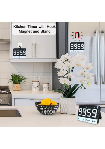 Mutfak Zamanlayıcısı, 120DB LED Ekranlı 120DB Yüksek Sesle Dijital Mutfak Zamanlayıcı Geri Sayımı, Count Up Countdown Manyetik Sayım Zamanlayıcısı (Yurt Dışından) fiyatları