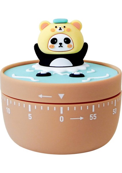 60 Dakika. Mekanik Mutfak Zamanlayıcı Panda Banyo Manuel Zamanlayıcı Pişirme Pişirme Zamanlayıcı Çocuklar Kahverengi (Yurt Dışından)