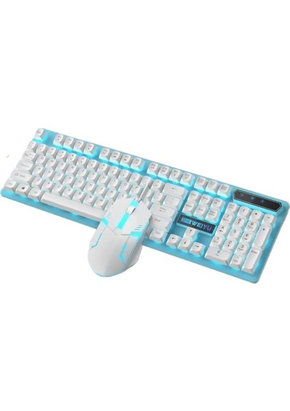 Klavye, Fare ve Fare Altlığı Üç Parçalı Set Mekanik Hissiyat Kablolu Klavye ve Fare Aydınlatmalı Set Oyun E-Spor Bilgisayar Çevre Birimleri Aksesuarları (Yurt Dışından)