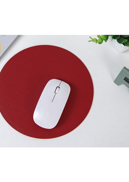 Küçük Taze Yuvarlak Deri Mouse Pad Küçük Düz Renk Taşınabilir Basit Deri Masa Pedi Bilgisayar Mouse Pad (Yurt Dışından)