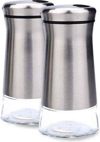 Cam Taban Tuzu ve Ayarlanabilir Delikli Biber Çalkalayıcılarla Yerleştirilmiş Paslanmaz Çelik Tuz ve Karabiber Çalkalayıcılar (Yurt Dışından)