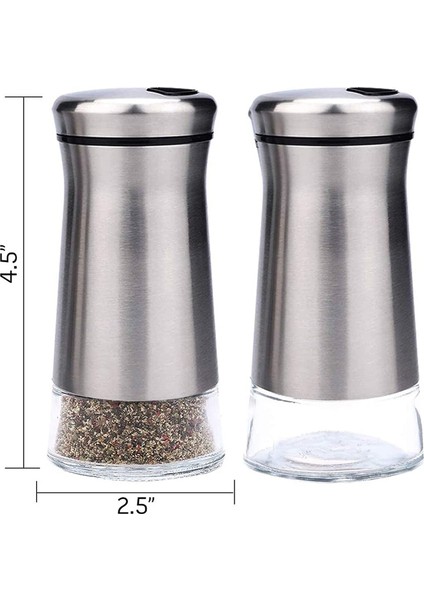 Cam Taban Tuzu ve Ayarlanabilir Delikli Biber Çalkalayıcılarla Yerleştirilmiş Paslanmaz Çelik Tuz ve Karabiber Çalkalayıcılar (Yurt Dışından) modelleri