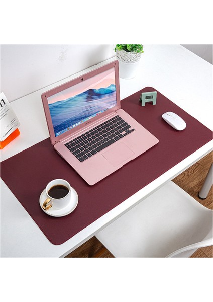 Yeni Büyük Boy Mouse Pad Düz Renk Kilit Kenarlı Deri Masa Matı Su Geçirmez ve Kir Tutmayan Bilgisayar Masa Matı (Yurt Dışından)