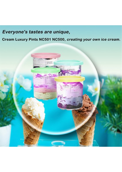 Dondurma Kapları Ninja Creami Pints ​​ve Lids 24OZ Creams Creami Deluxe NC501 NC500 Serisi Kepçe ile (Yurt Dışından) fiyatları