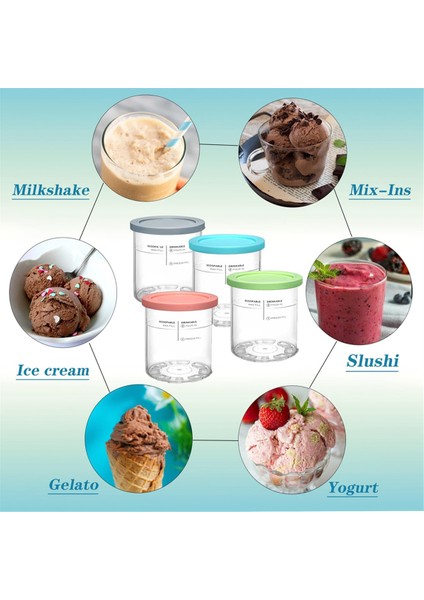 Dondurma Kapları Ninja Creami Pints ​​ve Lids 24OZ Creams Creami Deluxe NC501 NC500 Serisi Kepçe ile (Yurt Dışından) indirimleri