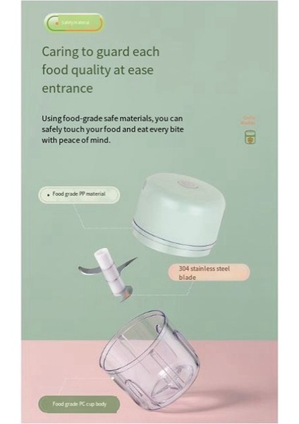 250ML Mini USB Elektrikli Et Kıyıcı Sarımsak Kıyıcı Şarj Edilebilir Kırıcı Gıda Işçisi Yeşil (Yurt Dışından)