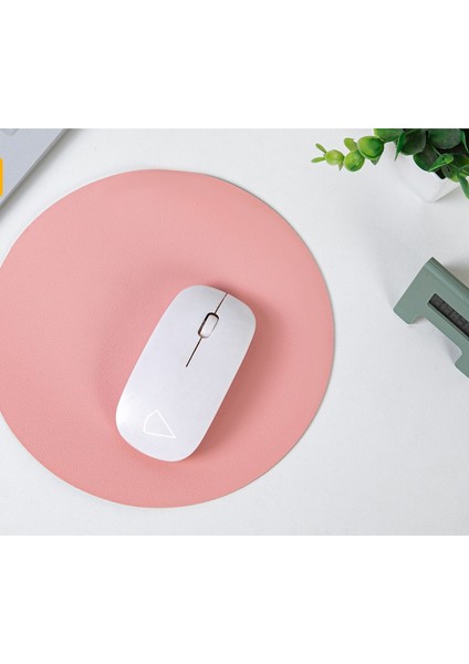 Yeni Küçük Taze Yuvarlak Deri Mouse Pad Küçük Düz Renk Taşınabilir Basit Deri Masa Pedi Bilgisayar Mouse Pad (Yurt Dışından)