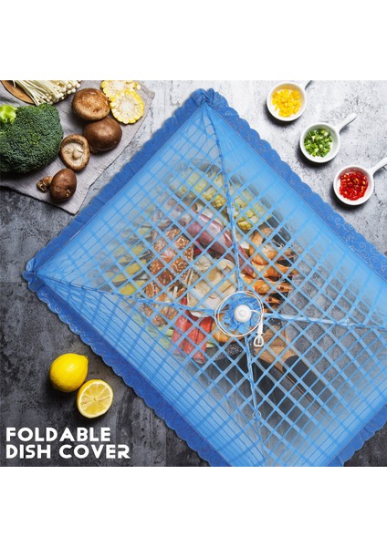 Piknik/barbekü Için 72X51CM Yeniden Kullanılabilir ve Katlanır 72X51CM - 1 Kare Örgü Şemsiye Gıda Örtüsü Net Çadır Seti - Sinekler, Böcekler, Sivrisinek- (Mavi) (Yurt Dışından) fırsatları