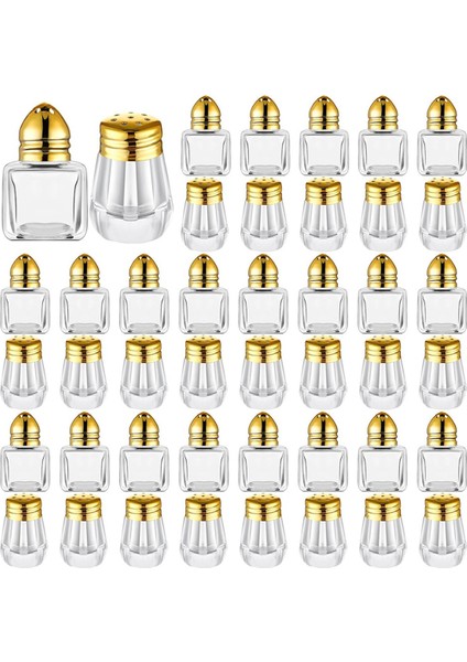 Mini Tuz ve Biber Shakers Temiz Baharatlar Shakers Tiny Spice Shakers Şeffaf Baharatlar Altın (Yurt Dışından)