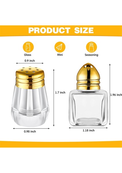 Mini Tuz ve Biber Shakers Temiz Baharatlar Shakers Tiny Spice Shakers Şeffaf Baharatlar Altın (Yurt Dışından) fiyatları