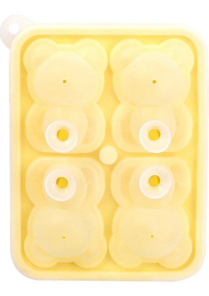 Yeni Dört Izgara Buz Tepsisi Kalıp Silikon Buz Tepsisi Ev Dondurma Popsicle Dondurur Buz Top Tepsi Sarı (Yurt Dışından)