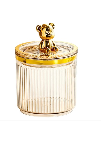 Pamuklu Çubuk Depolama Akrilik Depolama Kutusu Sevimli Ayı Pamuklu Pamuklu Makyaj Organizatörü Pamuklu Çubuklar Kutusu Amber (Yurt Dışından)