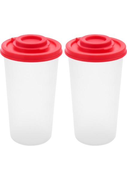 2 Büyük Tuz ve Biber Shaker Nem Kanıtı, Kırmızı Kapaklı Tuz Çalkalayıcı Plastik Hava Etki Baharat Kavanoz Dispenser (Yurt Dışından)