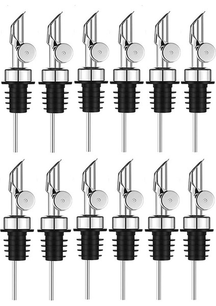 Ağırlıklı Paslanmaz Çelik Dökümciler Zeytin Yağı Dispenser Spout Likör Şişeleri Pourers Otomatik Flip Yağ Dispenseri (Gümüş, 12 Pcs) (Yurt Dışından)