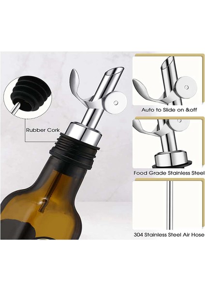 Ağırlıklı Paslanmaz Çelik Dökümciler Zeytin Yağı Dispenser Spout Likör Şişeleri Pourers Otomatik Flip Yağ Dispenseri (Gümüş, 12 Pcs) (Yurt Dışından) fiyatları
