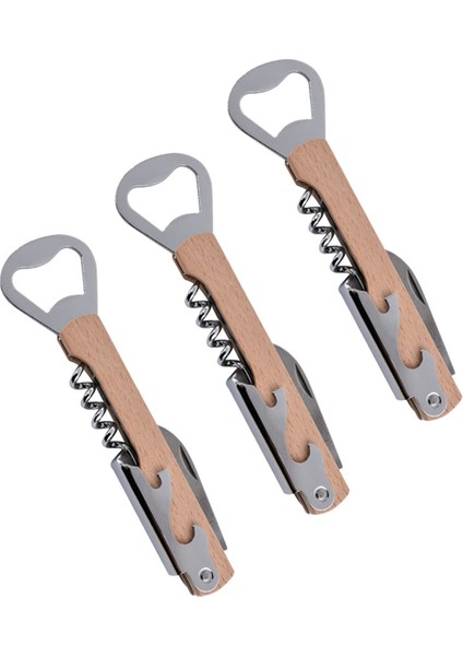 Paslanmaz Çelik Şarap Şişesi Açıcı, Bira Şişesi Açıcı, Şarap Bıçağı, Içecek Şişesi Açıcı Kayın (Yurt Dışından)