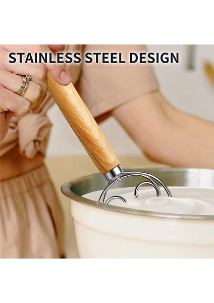 Hamur Çırpma Paslanmaz Çelik Hamur Çırpma Hollanda Tarzı Ekmek Hamur El Karıştırıcı Ahşap Sap Mutfak Pişirme Aletleri (Yurt Dışından) indirimleri