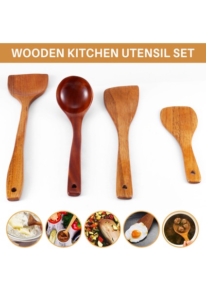 4pcs Ahşap Kürek Kaşık Non Sopa Ahşap Uzun Pirinç Spatula Mutfak Pişirme Emir El Ele Kızartma Araçları Setleri (Yurt Dışından) fırsatları