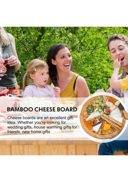 Piknik ve Partiler Için Uygun Yuvarlak Ahşap Tahtalarla Donatılmış Bambu Peynir Tahtası Seti (Yurt Dışından) modelleri