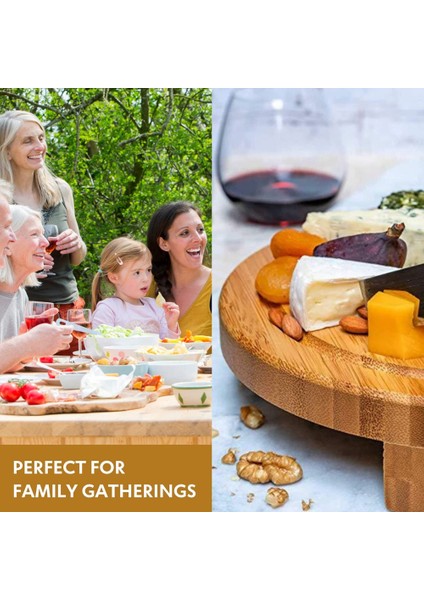 Piknik ve Partiler Için Uygun Yuvarlak Ahşap Tahtalarla Donatılmış Bambu Peynir Tahtası Seti (Yurt Dışından) fırsatları