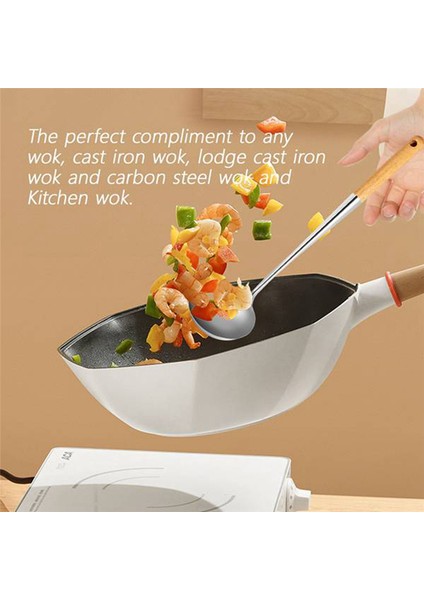 Skimmer Ladle, Wok Için 17 Inç Spatula, Paslanmaz Çelik Kevgir (Yurt Dışından) indirimleri