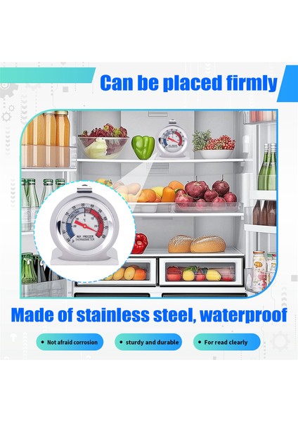 4pc Buzdolabı Termometresi, Dondurucu Buzdolabı Için Kırmızı Gösterge Termometresi ile Asılı Kanca ve Stand (Yurt Dışından) indirimleri