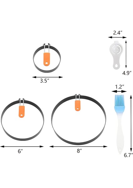 3 Paket Izgara Kızartma Yumurtası Için Yumurta Halkaları, 3,5 Inç Yumurta Halkası 6 Inçlik Gözleme Kalıbı 8 Inç Omlet Halka Yapışmaz (Yurt Dışından) fiyatları