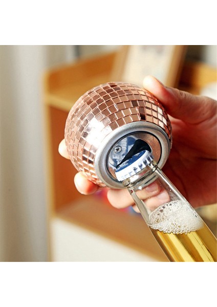 Bira Açıcı Ayna Tasarım Disko Topu Şekle Bira Yakalayıcı Ayna Tasarım Açıcı Ayna Top Dekor Gül Altın (Yurt Dışından) fiyatları