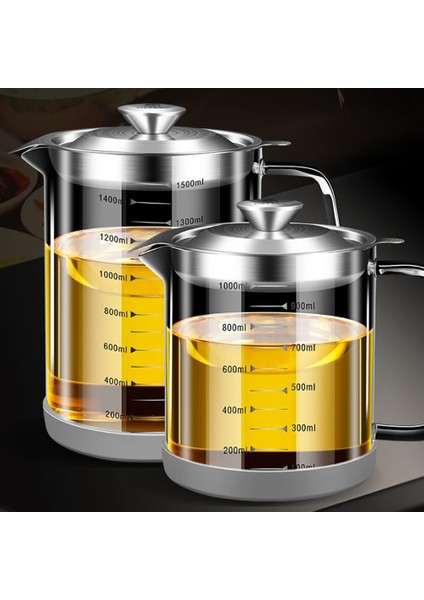 Cugf Şeffaf Cam Yağ Filtre Tenceresi Ölçekli Mutfak Yağı Ayırıcı Ev Pastırma Yağı Konteyneri Ince Örgü Süzgeç A (Yurt Dışından) modelleri