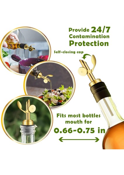 4 Adet Paslanmaz Çelik Şişe Dökücüler, Kendini Kapatan Zeytinyağı Dağıtıcı Spout, Otomatik Flip Özellik Likör Dökme Tabakaları Altın (Yurt Dışından) modelleri