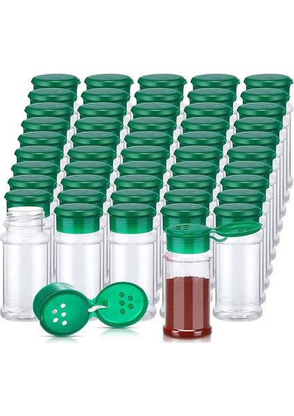 50PCS Shaker Kapakları ile Plastik Baharat Kavanozları Baharat Kapları Plastik Baharat Şişeleri Baharat Jar Kavanozları 3.3OZ/100ML Yeşil (Yurt Dışından)